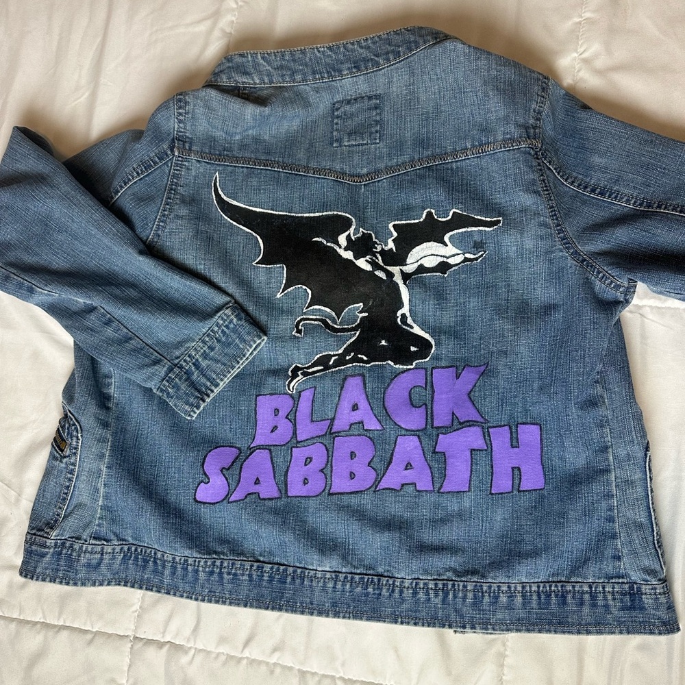 Black Sabbath hand painted denim jacket